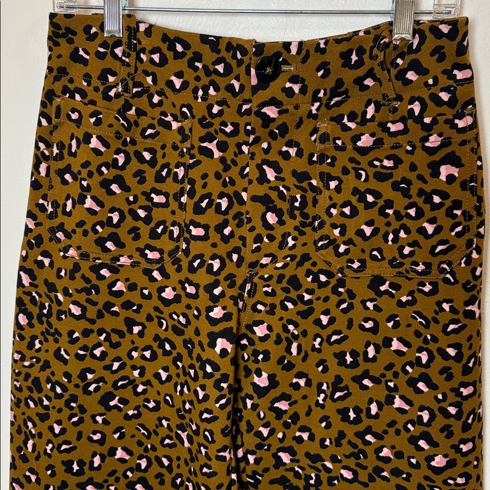 Maeve The Colette Cropped Wide-Leg Trousers Ponte Edition Animal Print 29 - Picture 3 of 7